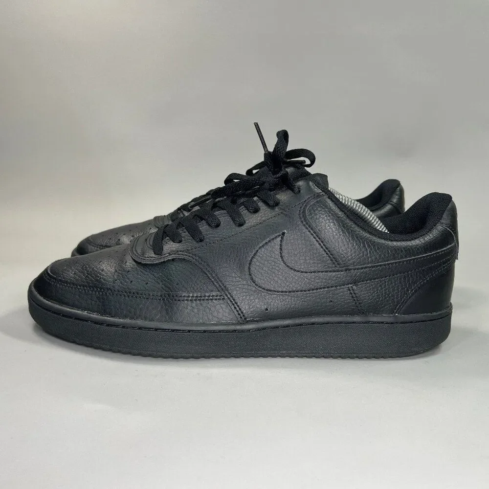 Nike Court‎ Vision Low Shoes Men's Size 11 Black Leather Classic Retro Sneakers